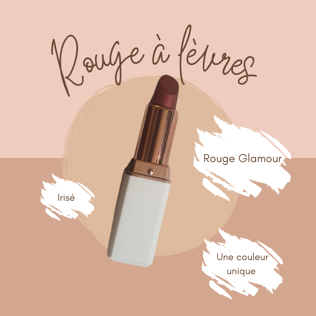 Rouge à lèvres naturel - 2 coloris - Rouge Glamour ou Nude Moka Satiné
