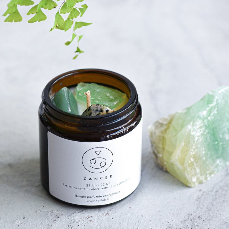 Bougie énergétique astrologique vegan parfumée infusion de cristaux CANCER - Natural'Yita