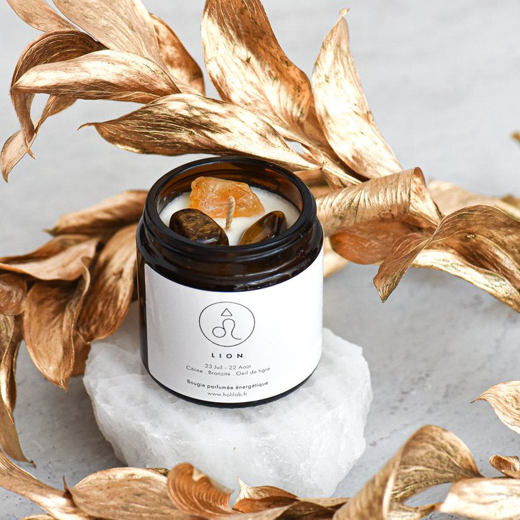 Bougie énergétique astrologique vegan parfumée - LION - Natural'Yita