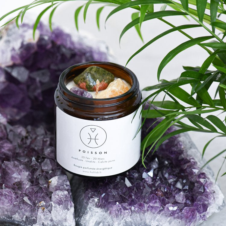 Bougie énergétique astrologique vegan parfumée - POISSON - Natural'Yita