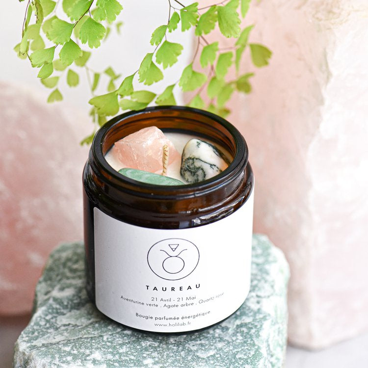 Bougie énergétique astrologique vegan parfumée - TAUREAU - Natural'Yita