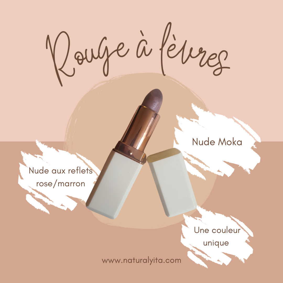 Rouge à lèvres naturel - 2 coloris - Rouge Glamour ou Nude Moka Satiné