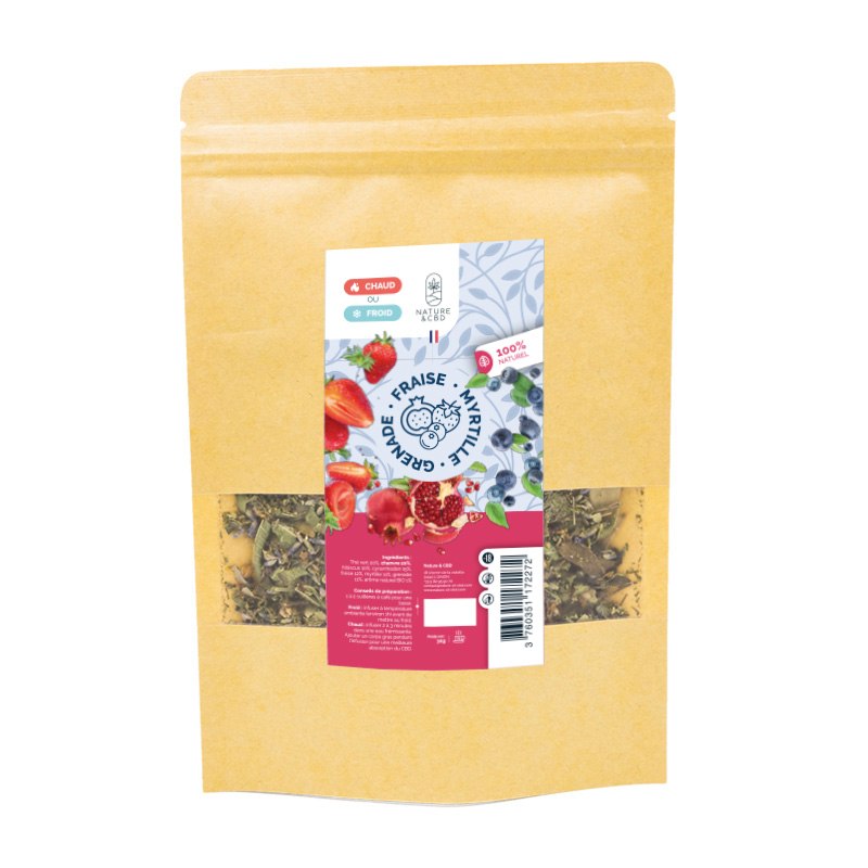 Infusion thé vert grenade fraise myrtille - Natural'Yita