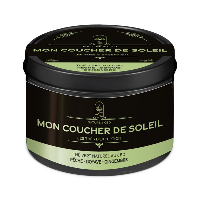Thé vert au CBD Mon coucher de soleil - Saveur Pêche Goyave Gingembre