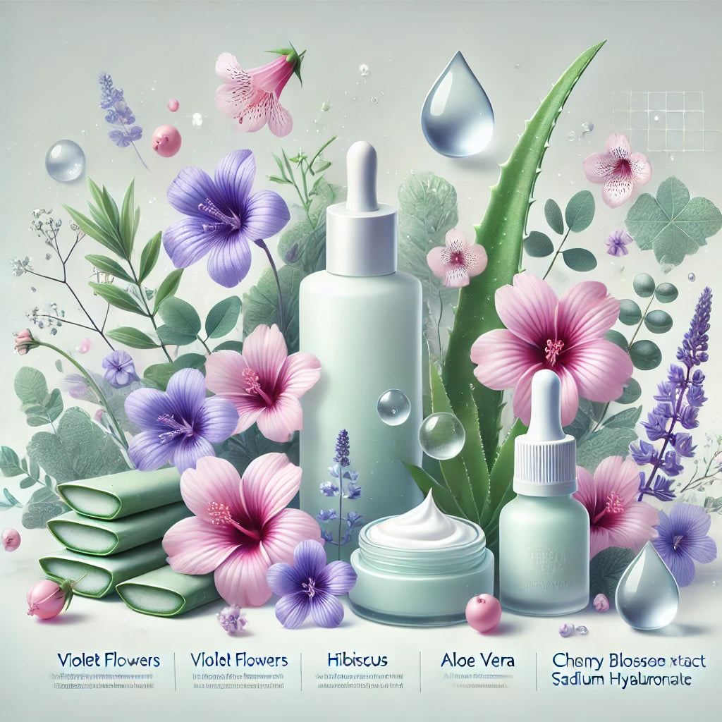 Sérum floral anti-âge - Hydratant - Violette et fleurs d'hibiscus - 30 ml