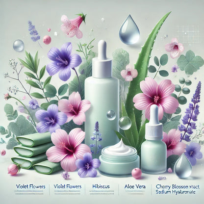 Sérum floral anti-âge - Hydratant - Violette et fleurs d'hibiscus - 30 ml